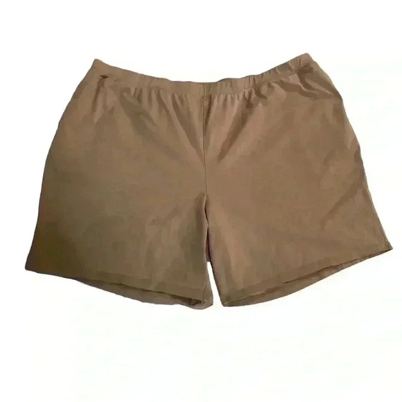 Catherine’s Womens Tan Pull On Shorts with elastic stretch w pockets 4X - Picture 1 of 3